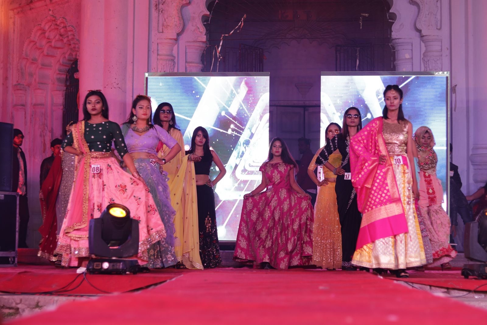 Spotlight shining on model during Darbhanga fashion event