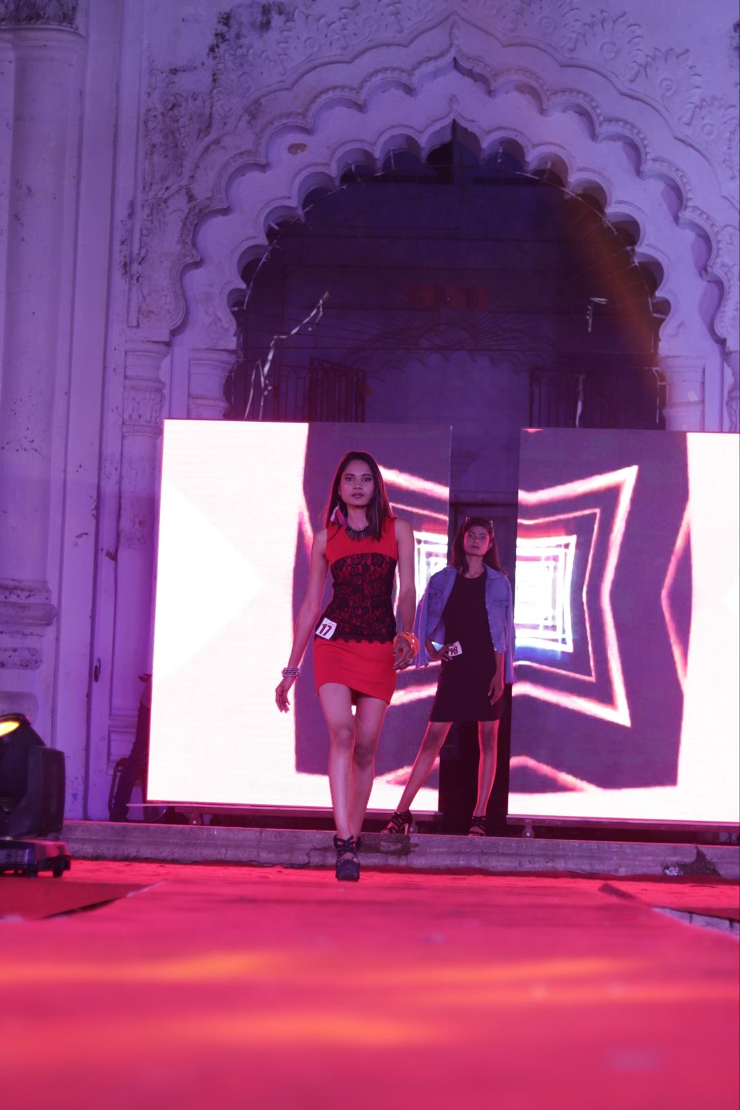 Grand fashion show walk sequence with beautiful lighting