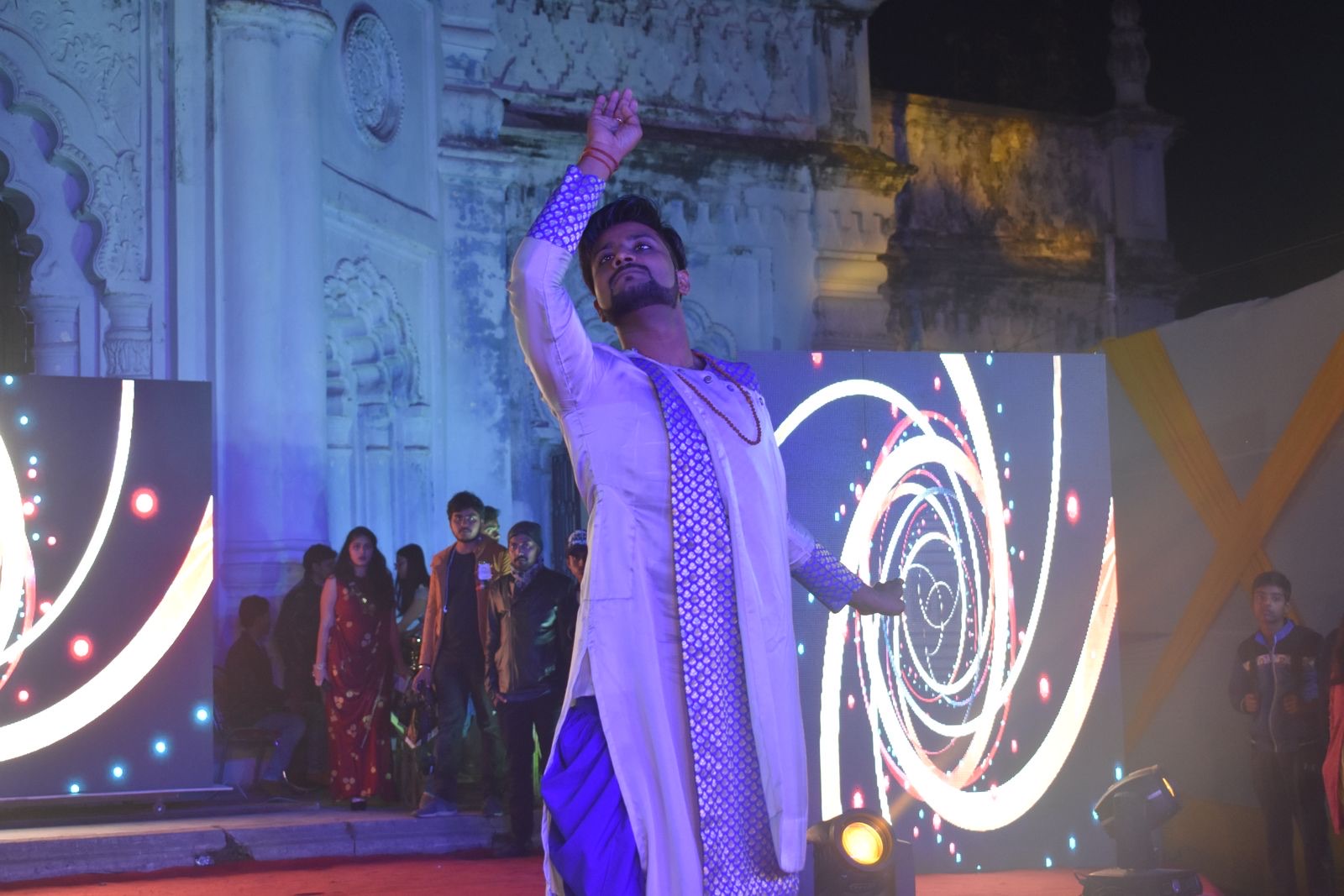 Traditional Indian fashion blending with modern runway aesthetics